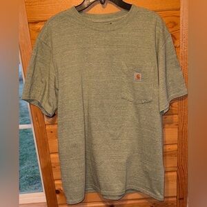 Carhartt Men's Heathered Green Short Sleeve Tee Large (12-14)